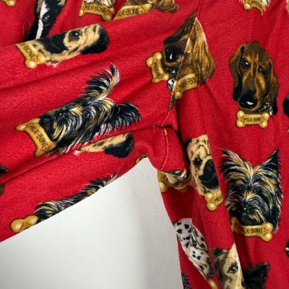 Nick & Nora Flannel Dog Breeds Milk Bone Pajama Set Red Kid's Size Large 10/12 - Picture 5 of 16